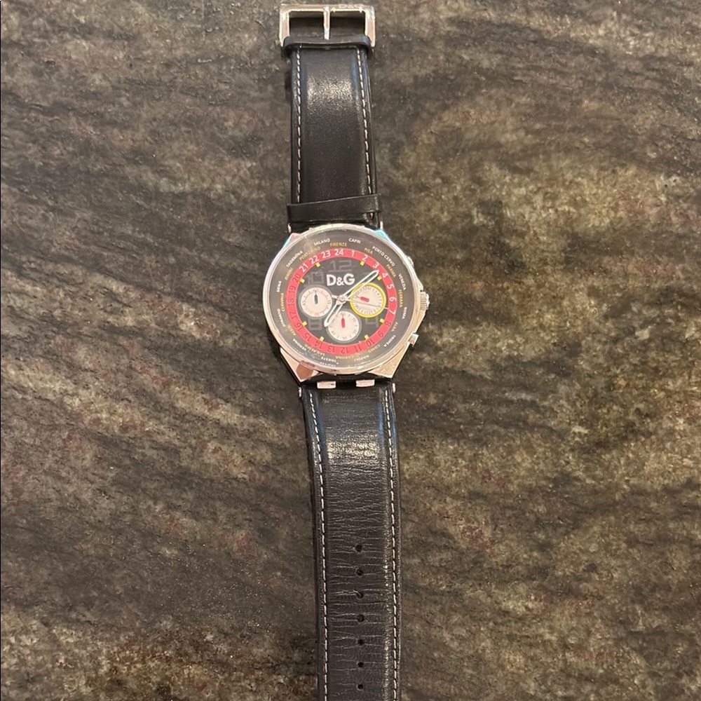 D&G Black and Red Leather Watch